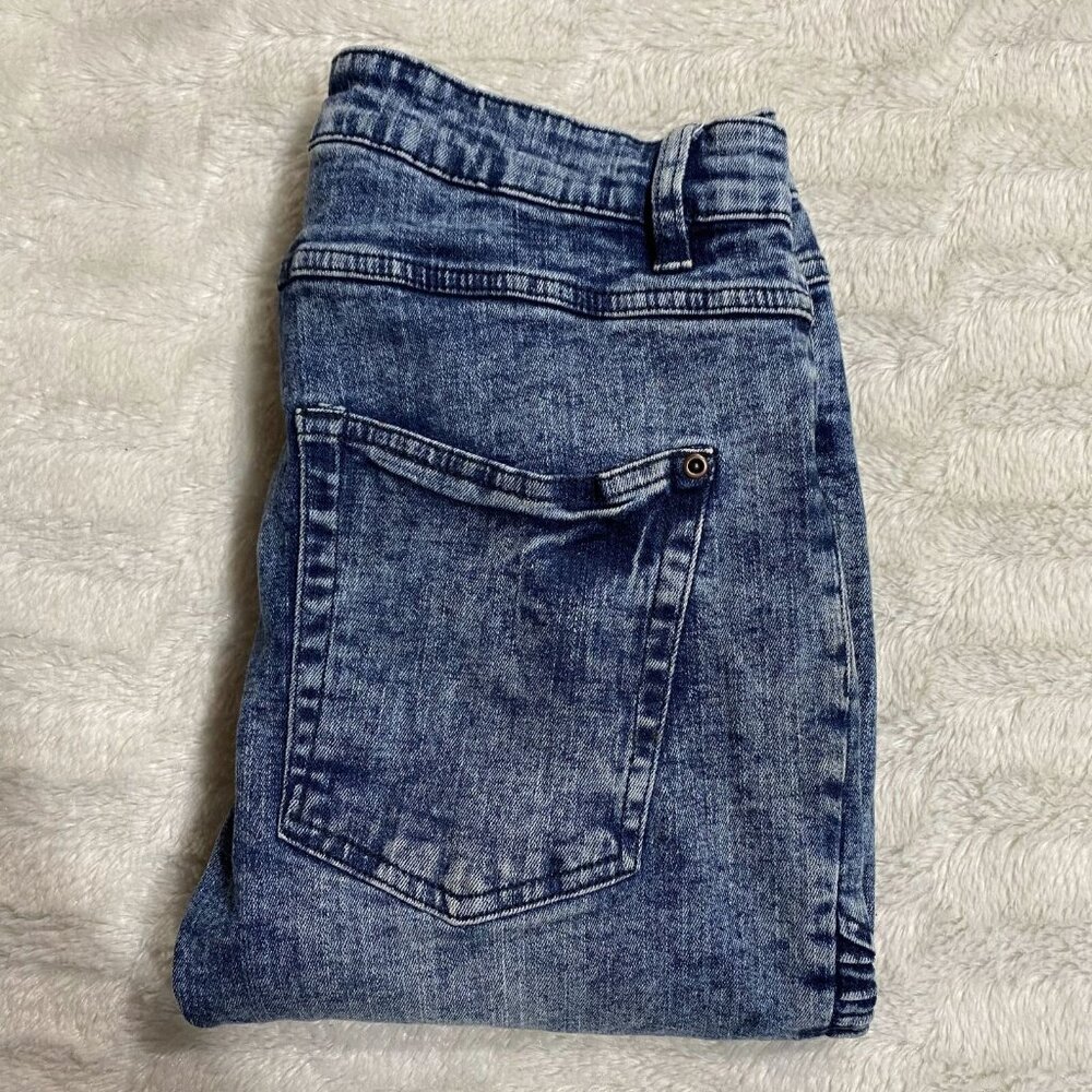 Urban Id Men's Blue Cotton Stretch Distressed Skinny Moto Denim Jeans Size 30